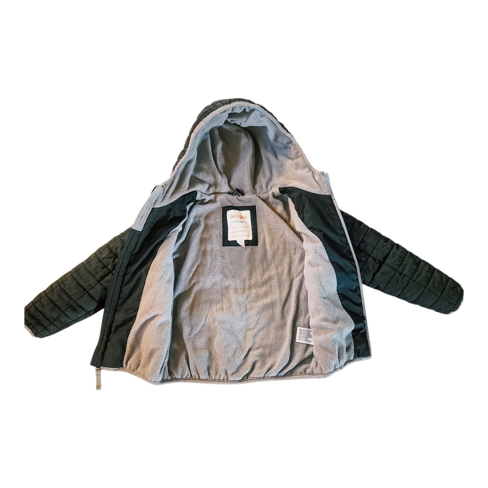 Black Hooded Cat & Jack Jacket with Gray Lining